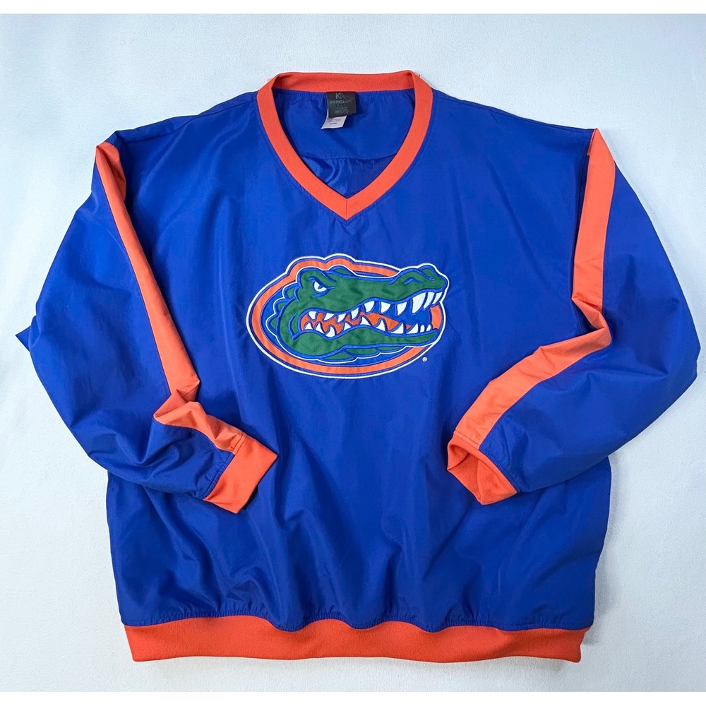 UNIVERSITY of FLORIDA Gators Lined Windshirt Pullover Blue Mens 2XL V-Neck